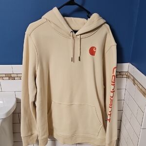 Carhartt Beige Hoodie with Red Accents